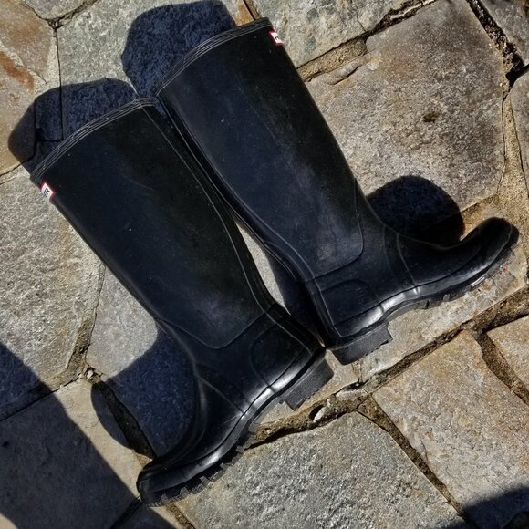 Hunter Extended Calf Tall Gloss Rain Boots Size 6 - Picture 4 of 13